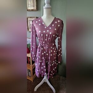 Brown polka dot dress sz L